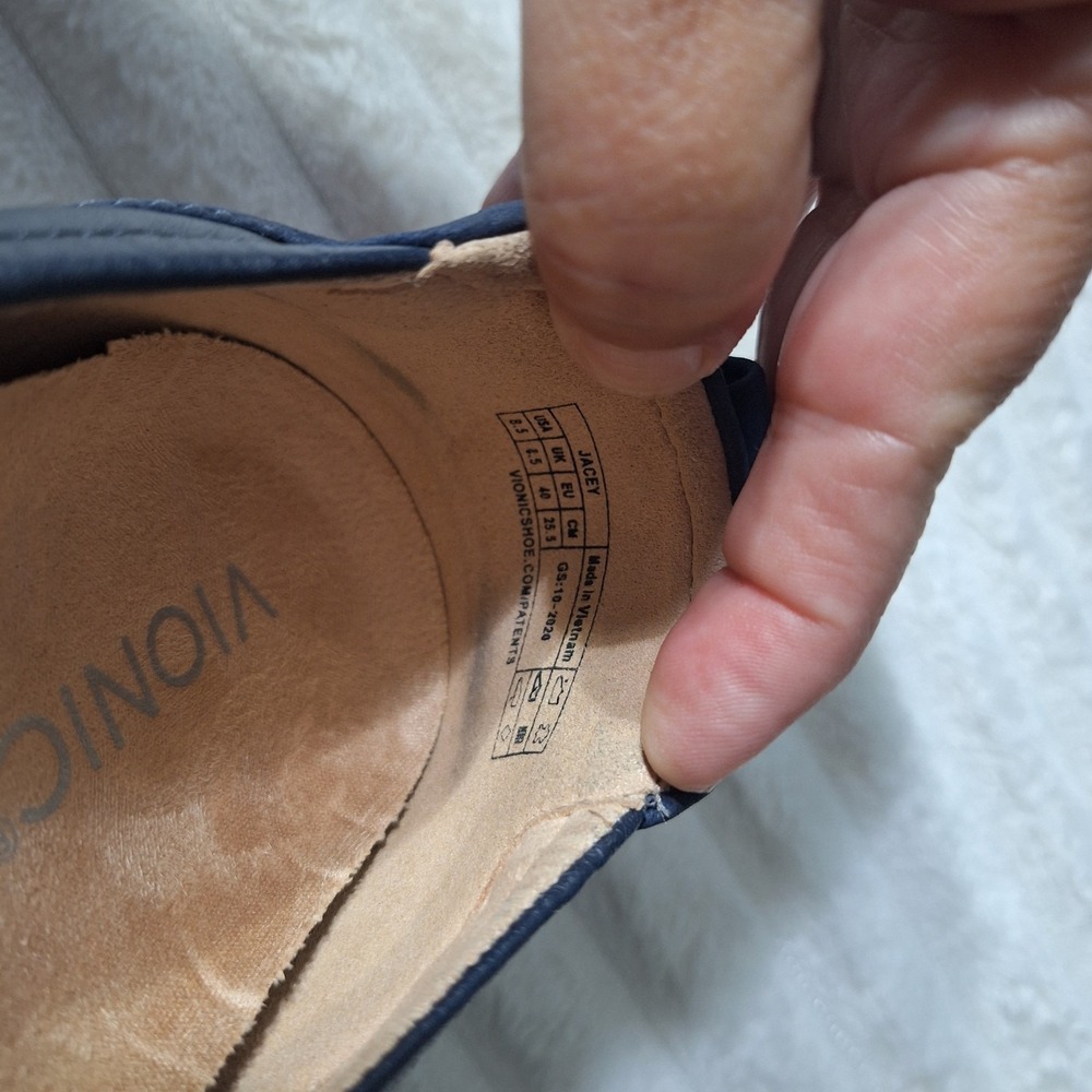 Vionic Jacey Slip-Ons Slip-on Wedge Shoes Womens 8.5 Navy Gray Sole Comfort - Picture 12 of 13